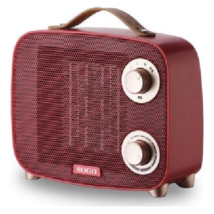 Sogo Vintage Portable PTC Heater with Modern Safety Red (1500 W) (SOGO090)