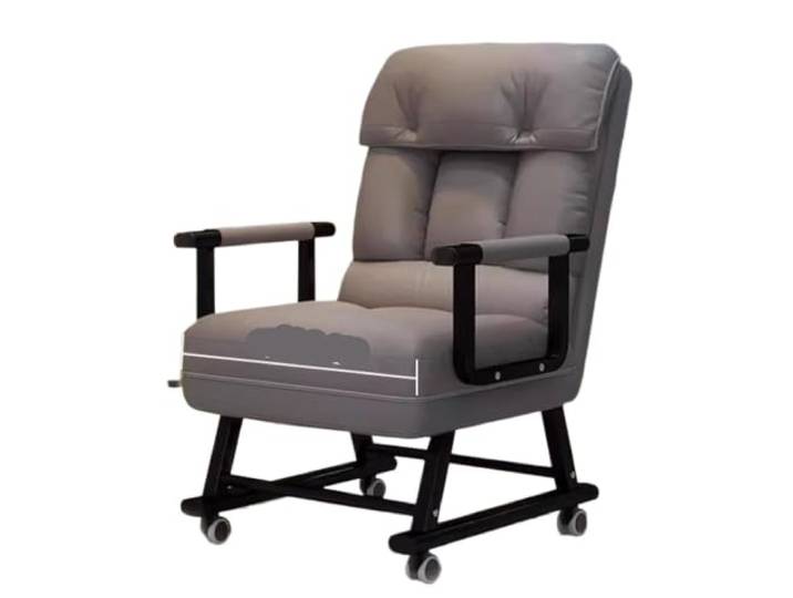Klappbarer Nickerchenstuhl, multifunktionaler Lounge-Schlafsofa, Büro- und Metallrahmen, Sofa for Bett, mehrfach faltbar, technischer Stoff, Büro-Heimspiel(Ash)