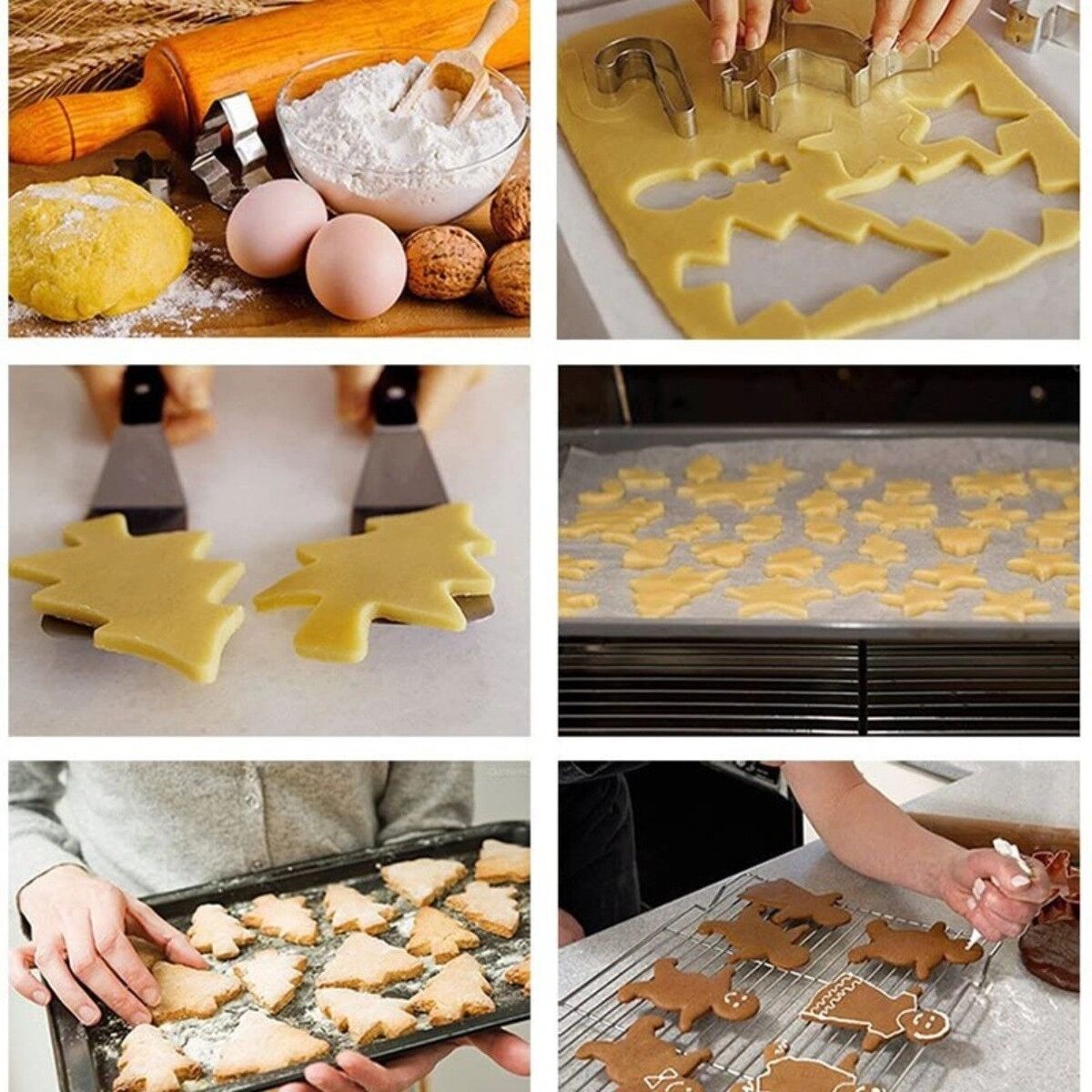 INF Edelstahl-Ausstechformen-Set für Weihnachten und Ostern mit Cartoon-Motiven zum festlichen Keksbacken