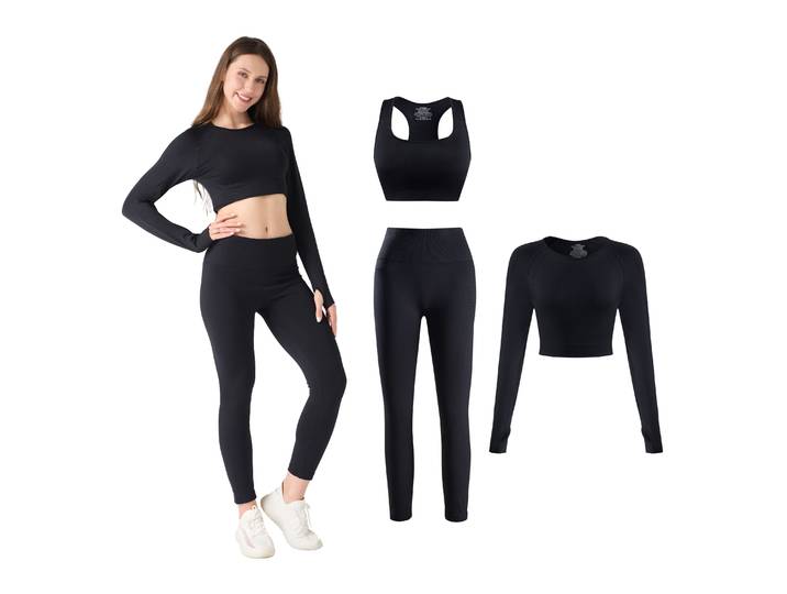 Sport Set Damen 3-teilig Grösse M schwarz