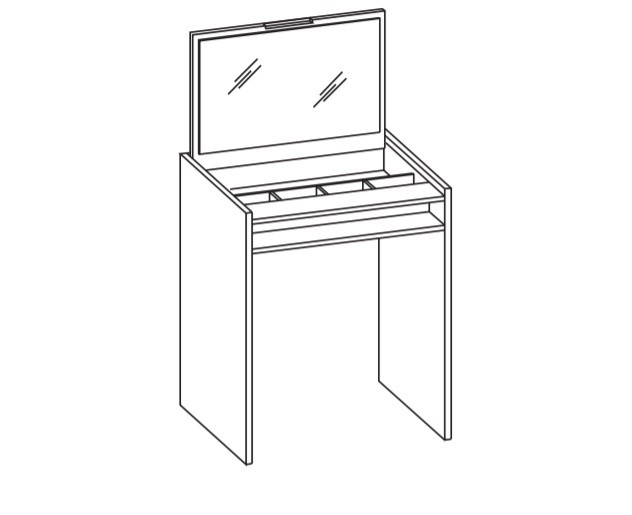 Artiqua 400 Schminktisch, Quarzgrau Hochglanz Touch, 400-ST-1-70-172 400-ST-1-70-172