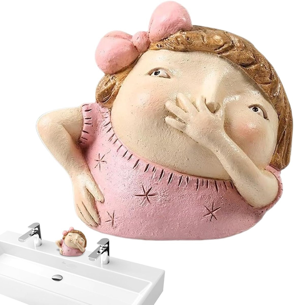 Uniek badfiguur hars sculptuur voor badkamer decoratie Hoogte: 17,9 cm