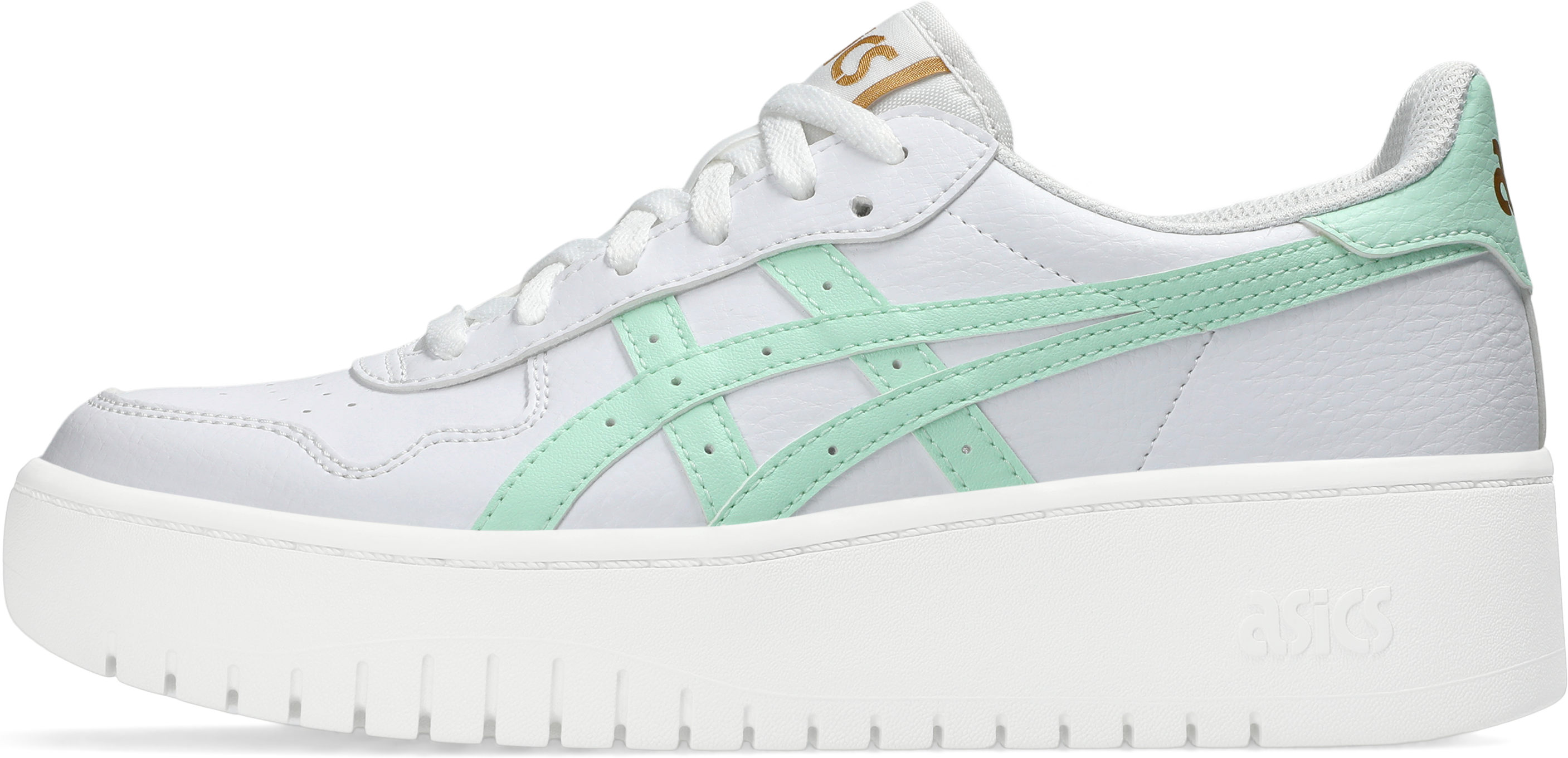 Sneaker ASICS SPORTSTYLE "JAPAN S PF", Damen, Gr. 42,5, weiss (weiß, mint tint), Leder, Synthetik, Schuhe Sneaker weiß, mint tint 42,5