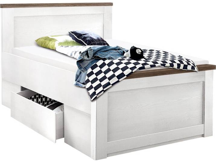Einzelbett LUCA 90 x 200 cm weiß/ braun