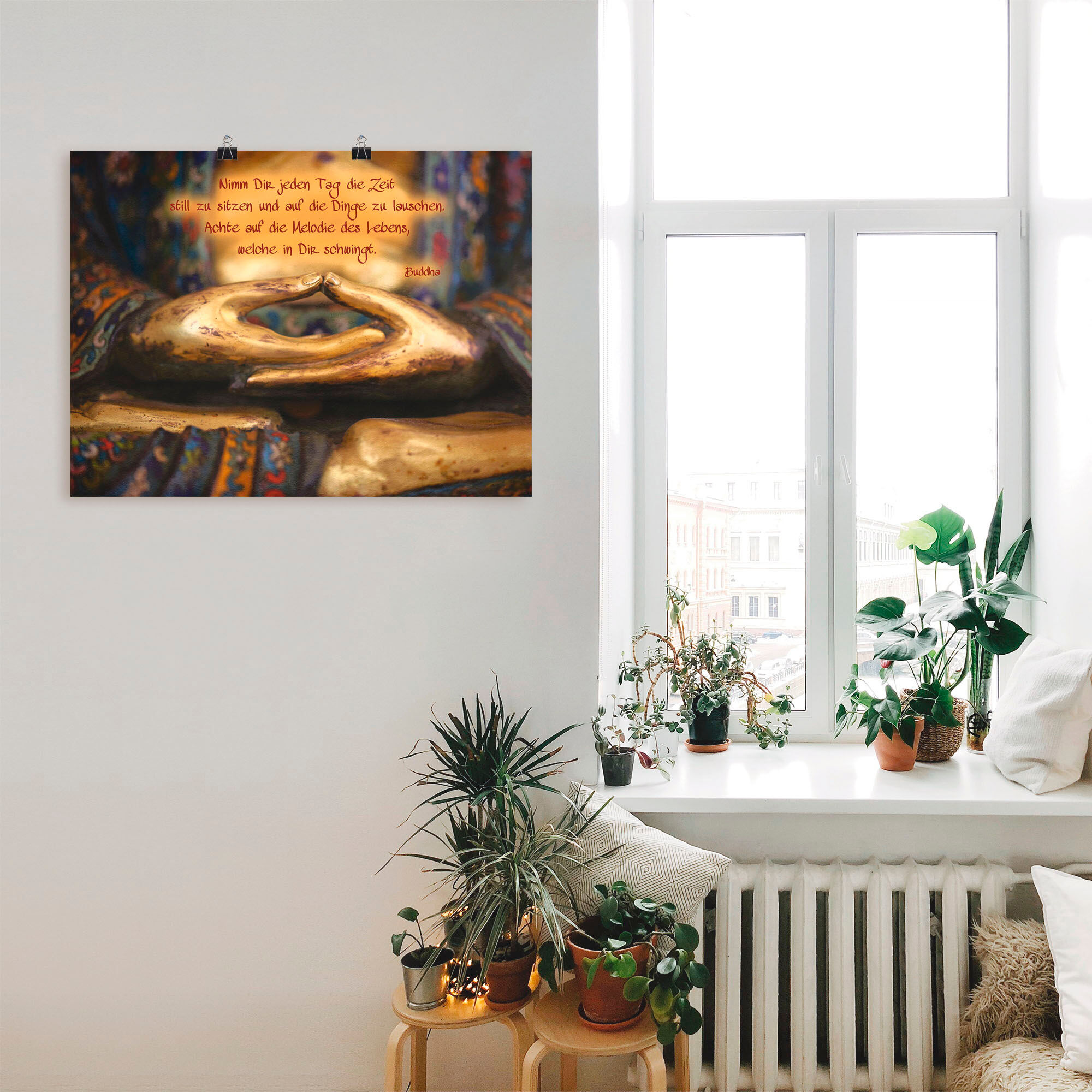 Wandbild ARTLAND "Weisheit", gold (farbe bild(er): goldfarben), B:60cm H:45cm, Bilder, Wandbild, als Leinwandbild, Poster in verschied. Grössen farbe bild(er): goldfarben B/H/T: 60cm x 45cm, Poster Religion, 1 Stk.