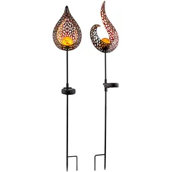 LED Außenleuchte Standleuchte Gartenleuchte Dämmerungssensor Bunt Metall H 90 cm