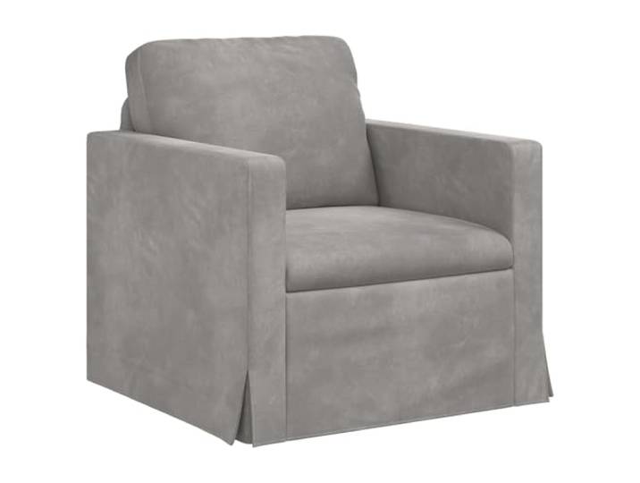 Coespram Samtsofa Hellgrau 78x78x80 cm Modulares Einzelsofa Sessel Ergonomisches Samtsofa mit stabilem Metallrahmen und Holzarmlehnen für Flexibilität im Wohnzimmer und Schlafzimmer.