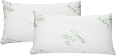 USA Free Shipping Shop Bamboo Shredded Memory Foam Pillow Hypoallergenic, Washable Cover, Orthopedic Support For Back, Side Stomach Sleepers queen 2 Pcs
