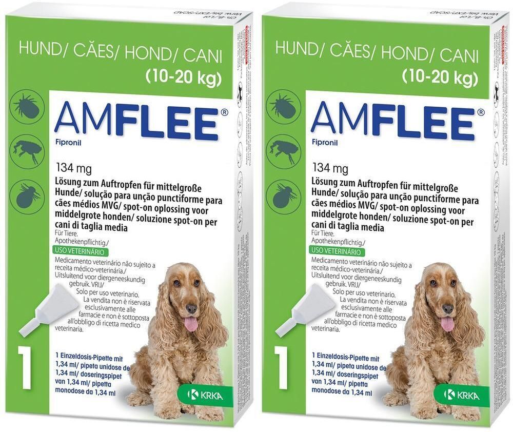 Amflee 134 mg Spot-on Lsg.f.mittelgr.Hunde 10-20kg 2x 2x3 St Lösung