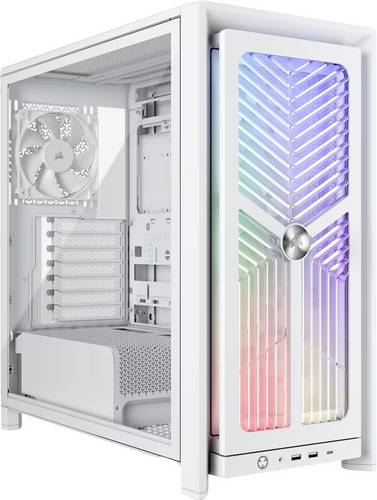 Corsair Geh Midi FRAME 4000X RS Mid-Towe Midi-Tower PC-Gehäuse Weiß 4 vorinstallierte Lüfter, Staubfilter, Seitenfenster