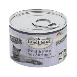 LandFleisch Adult Pastete Rind+Pute+Shrimps | 6x 195g Katzenfutter