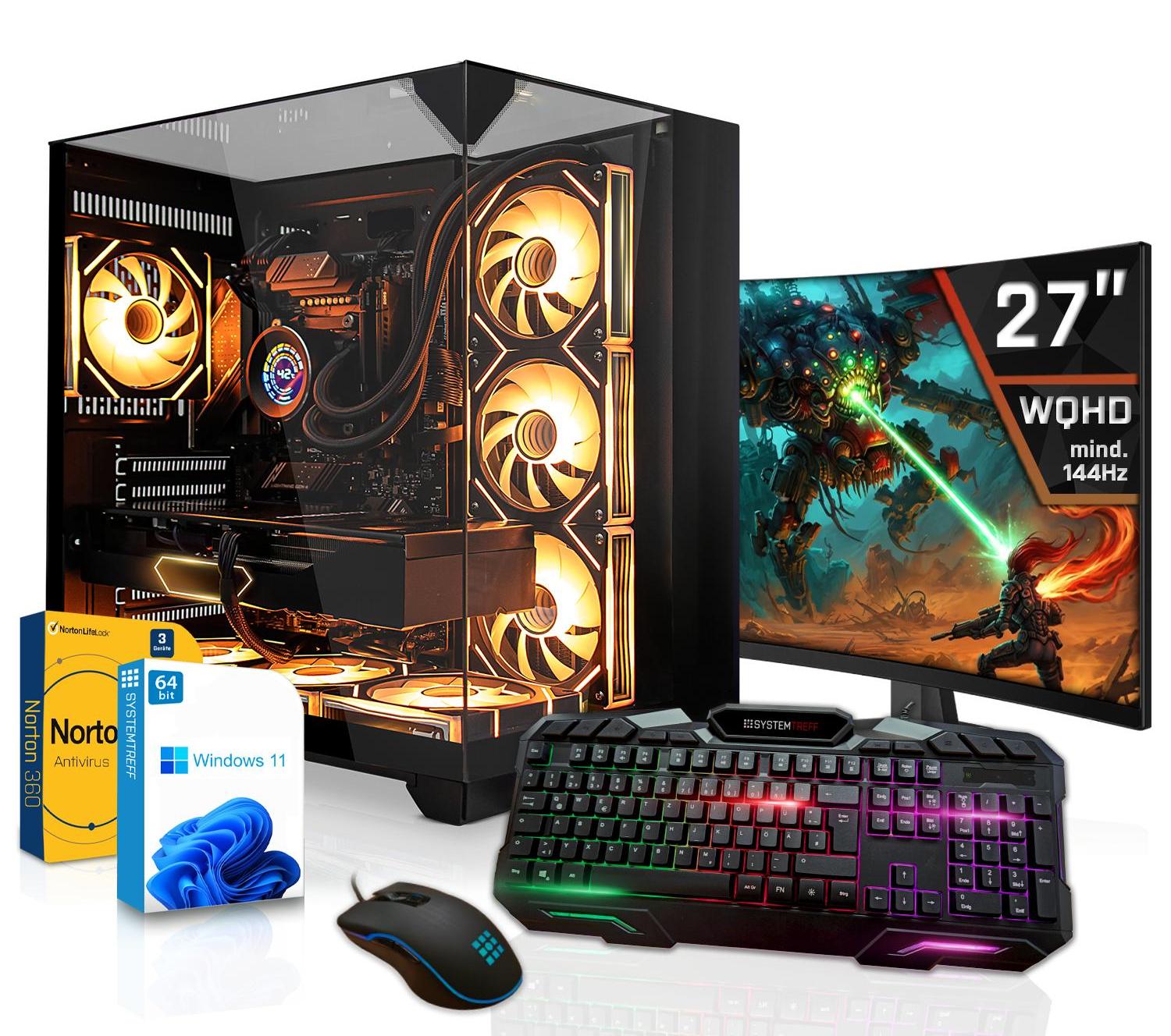 SYSTEMTREFF Gamer Komplett-PC - Core i9-14900KF - Nvidia GeForce RTX 5070 12GB - 32GB DDR5 - 2TB NVMe - Gaming Monitor 69 cm (27 Zoll) WQHD 180Hz - PC
