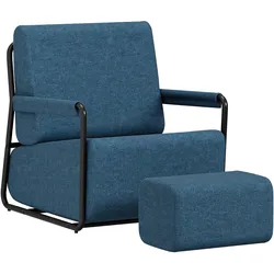 SoBuy Sessel, Lesesessel, Einzelstuhl mit 4 elastischen Bändern Dunkelblau 59,5x67x78cm