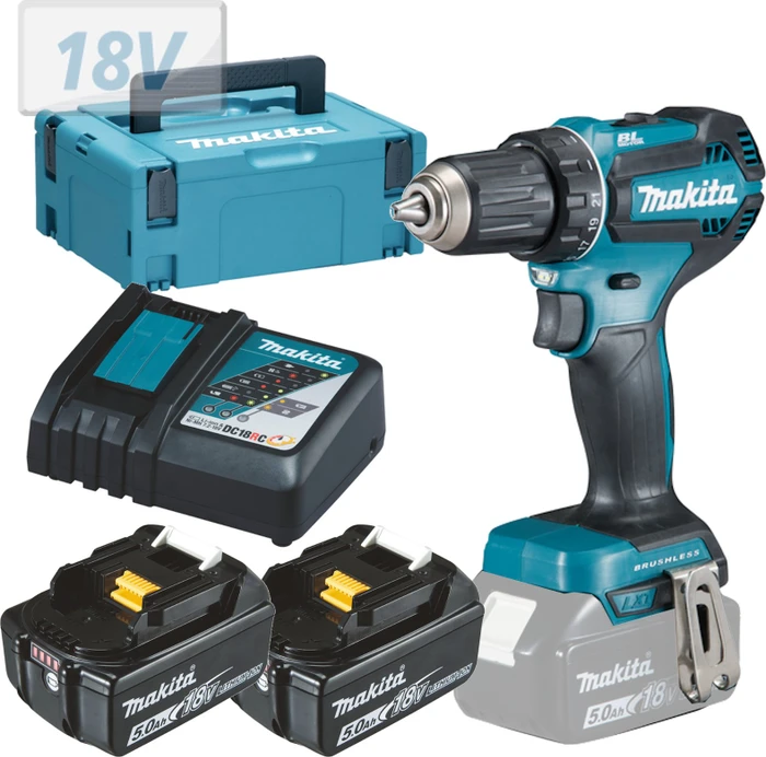 makita DDF485RTJ Akku-Bohrschrauber-Set 18,0 V, mit 2 Akkus