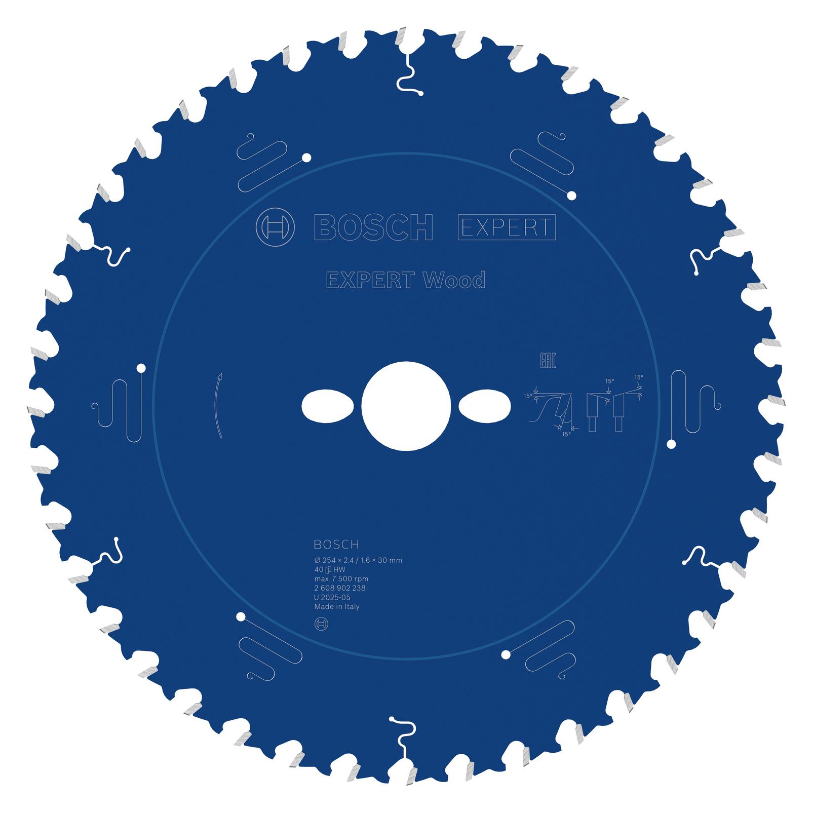 Bosch Professional Zubehör EXPERT Wood Kreissägeblatt, 254x30 mm, T40 (2608902238)