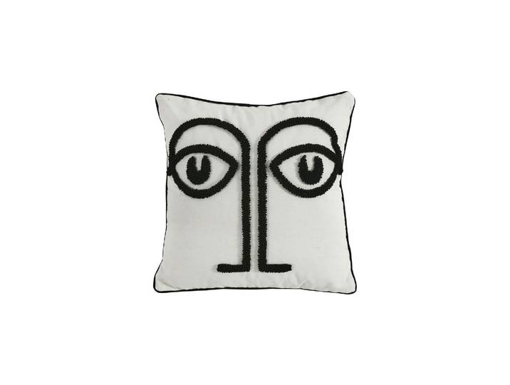Coussin carré en tissu blanc Chat