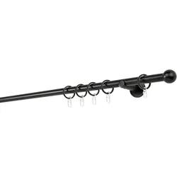 20mm,1-läufig,Rohr,Wandträger 6,5cm,Endstück ball Farbe: Schwarz, Größe: 140cm