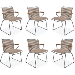 HOUE CLICK Set – 6 Design Gartenstühle mit Armlehnen