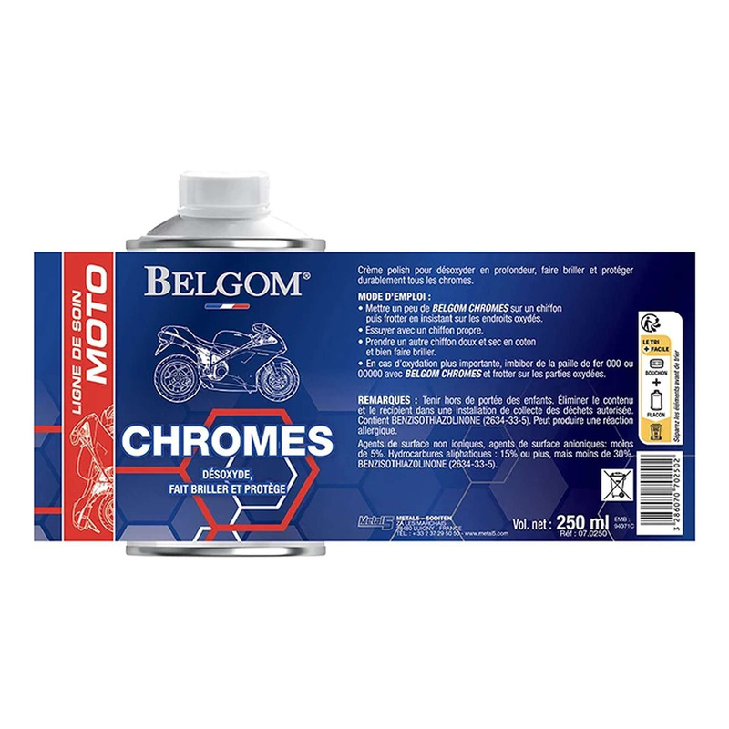 Produits nettoyants et brillants Belgom 250ml chromes