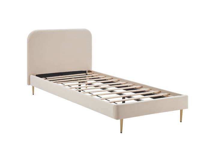 Bett Andrea beige Samt 90 x 200 cm - Bett