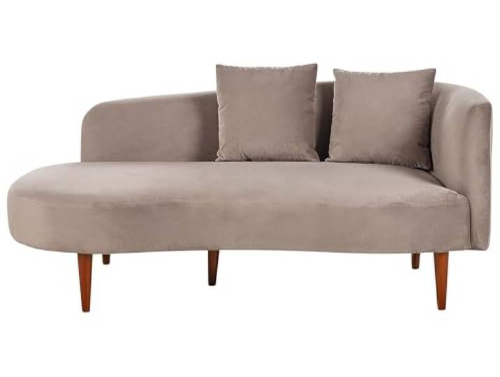 Chaiselongue Samtstoff grau mit Kissen Lehne rechtsseitig modern Chaumont