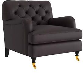 Maggie Leather Chair - Espresso Leather, Espresso Fossil - Ballard Designs