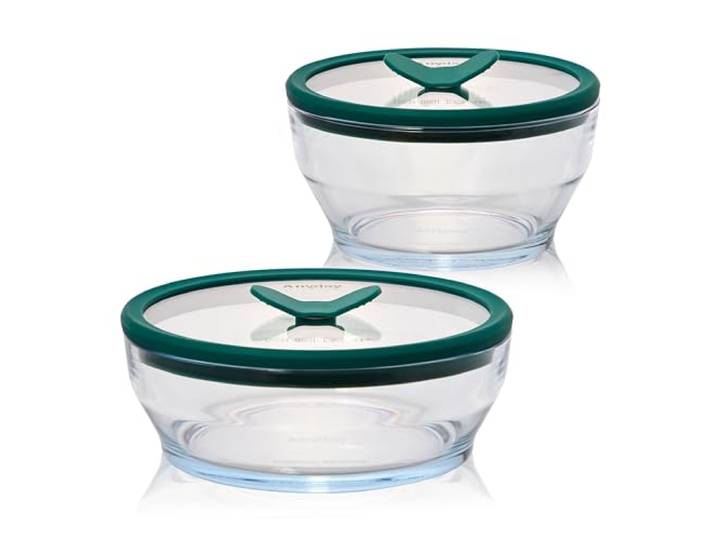 Anyday Lebensmittelaufbewahrung aus Glas mit Deckel, mittelgroß Kunststofffreie Mahlzeitenzubereitung, mikrowellengeeignet, stapelbar, luftdichter Aufbewahrungsbehälter