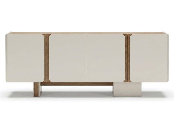 JVmoebel Sideboard Modernes Weißes Sideboard Holz Naturakzente Stauraum Esszimmer (1-tlg)