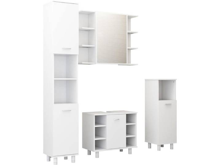 vidaXL - 4-delige - Badkamermeubelset - bewerkt - hout - wit
