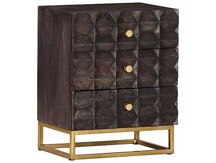 vidaXL Nachttisch Schwarz 40x30x50 cm Massivholz Mango
