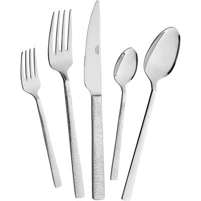 Besteck-Set MULEX "Besteck Genua, mit gehämmerter Struktur", silber (silberfarben), 60 Stk., Chromstahl, Essbesteck-Sets, ein Besteck mit außergewöhnlichem, glamourösen Design