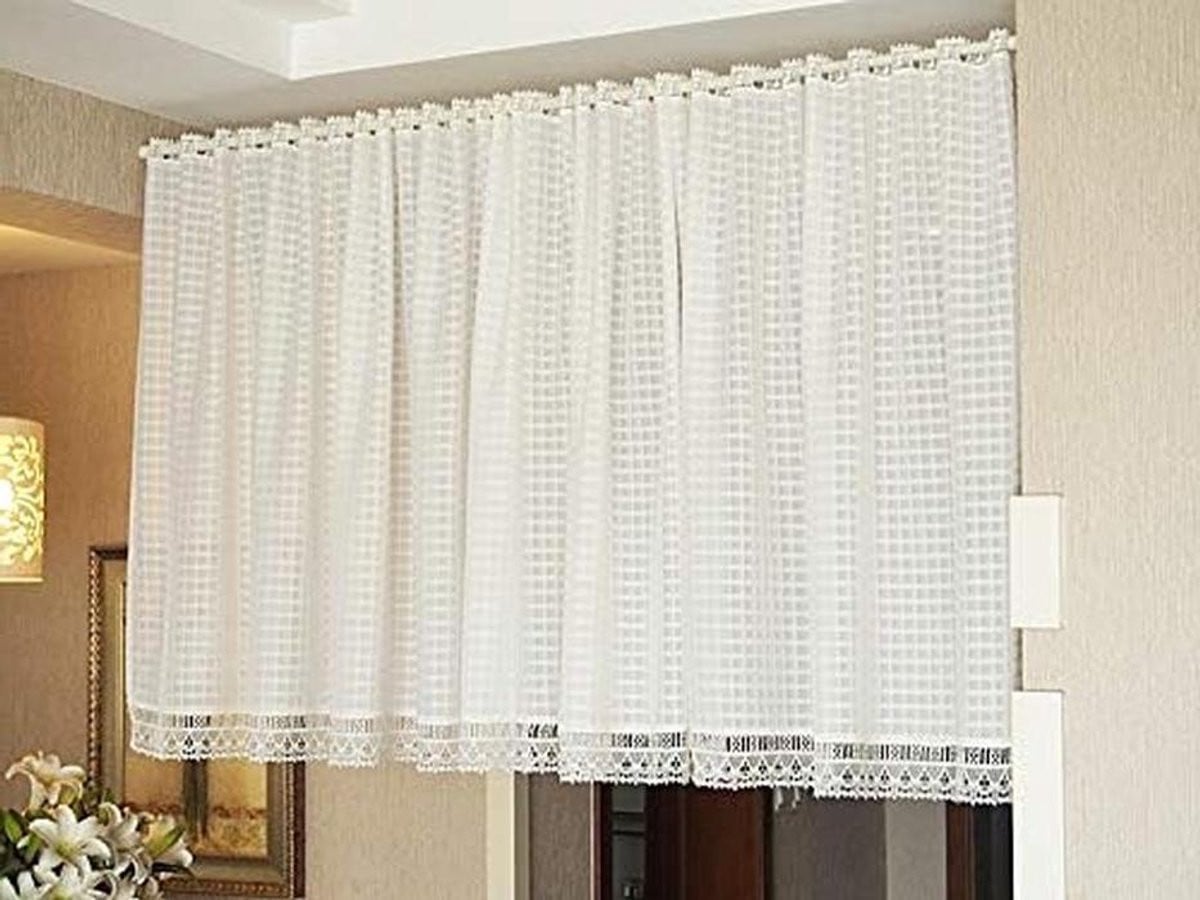 Wit Keukengordijn Vitrage met Delicaat Bloemenpatroon - 150 x 60 cm