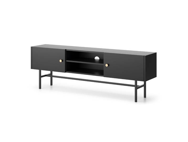TV-Schrank Divenos, zweiflügelig, 155 cm mit Nischen, Schwarz