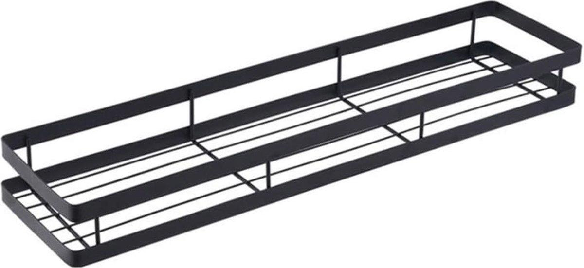 PolkaHome Kruidenrek Wandmontage Zwart, 1 Tier Metalen Spice Organizer en Badkamer Plank