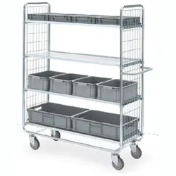 Etagenwagen Serie 100, max. 200 kg mit 4 Etagen Transportwagen, 1380x460x1585 mm
