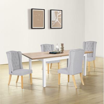 Esstisch OTTO HOME "Ismund", weiß (weiß, naturfarben, weiß, natur), B:160cm H:76cm T:90cm, Spanplatte mit Melamin, Holzsockel unter der Tischplatte ist mit Holzfolie hergestellt, Tische, Esstisch, aus Melamin und MDF Holz, Auszugsfunktion, Breite...
