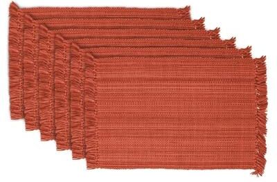 DII Design Imports Fringe Brown Variegated Kitchen Placemat Set (Set of 6)