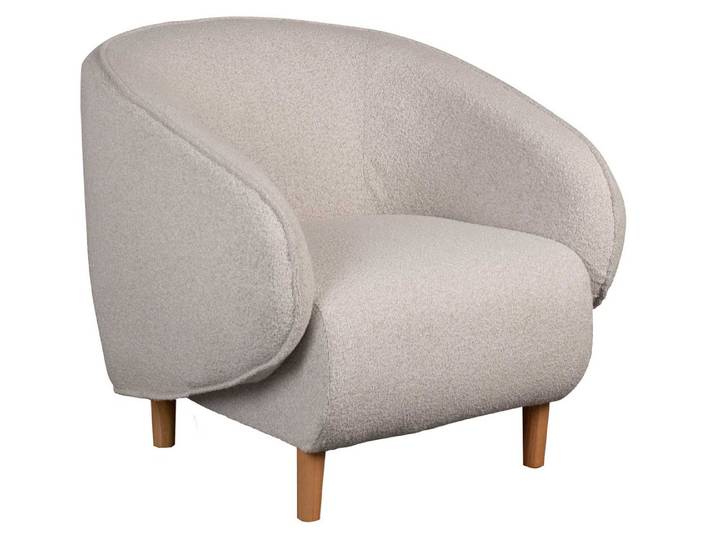 MR.DEKO Loungesessel Alezio – Cocktailsessel skandinavisch, bequem, 85x78x86 cm, beige (Einzelsessel, montiert geliefert, vielseitig kombinierbar, 1-St), Bequemer Sessel mit Armlehnen & Rückenlehne aus Strukturstoff