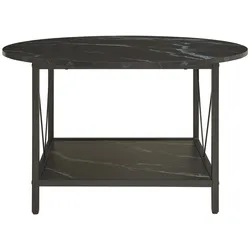En.Casa, Couchtisch + Beistelltisch, Couchtisch Filem Ø80x46 cm Marmoroptik, schwarz (80 x 46 cm)