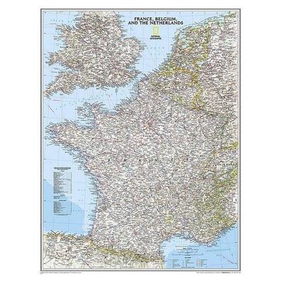 National Geographic France, Belgium, and the Netherlands Wall Map - Classic (23.5 X 30.25 In), Karte von National Geographic Maps, National