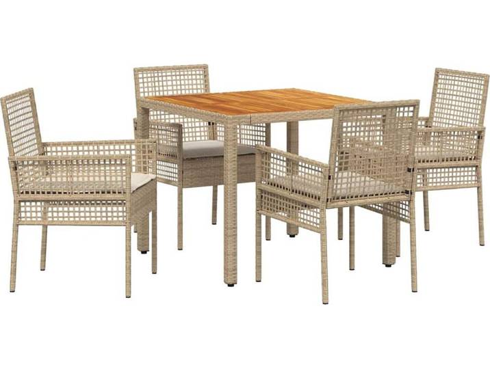 vidaXL Ensemble de jardin pour repas\, 5 pièces\, beige\, en résine tressée