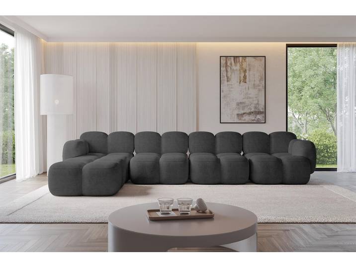 ALTDECOR Ecksofa - Miko-L3 - 390x205x75 - Dunkelgrau Corner Sofa Eckcouch Couch L-Form, links/rechts angeordnet