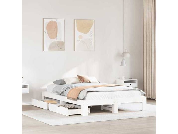 Cadre de lit sans matelas blanc 140x190 cm bois de pin massif sommier cadre de lit double cadre de lit en bois 3309012