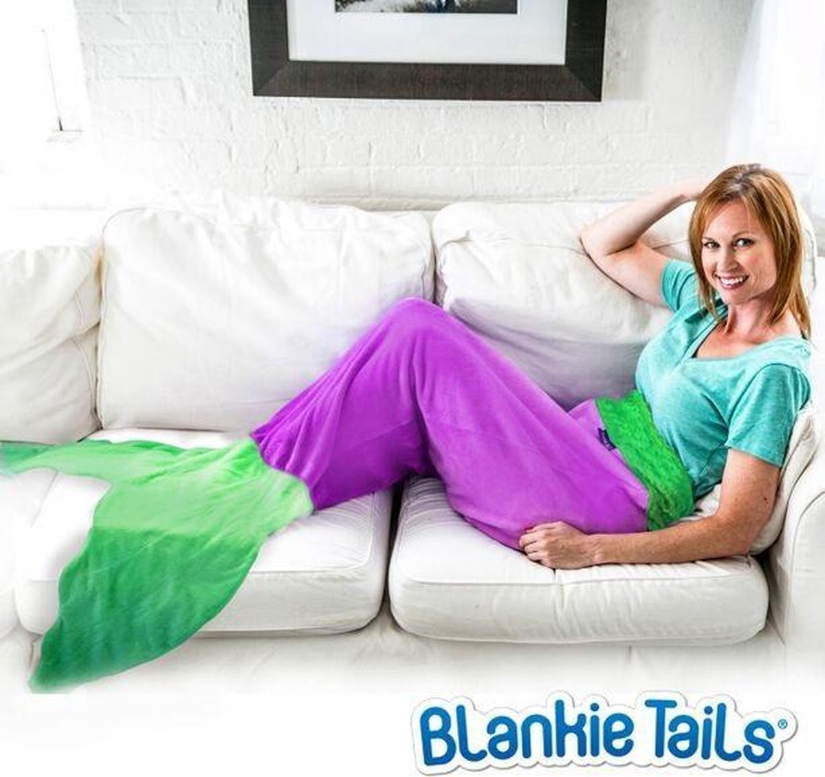 Blankie Tails Mermaid deken voor kinderen in paars en seafoam