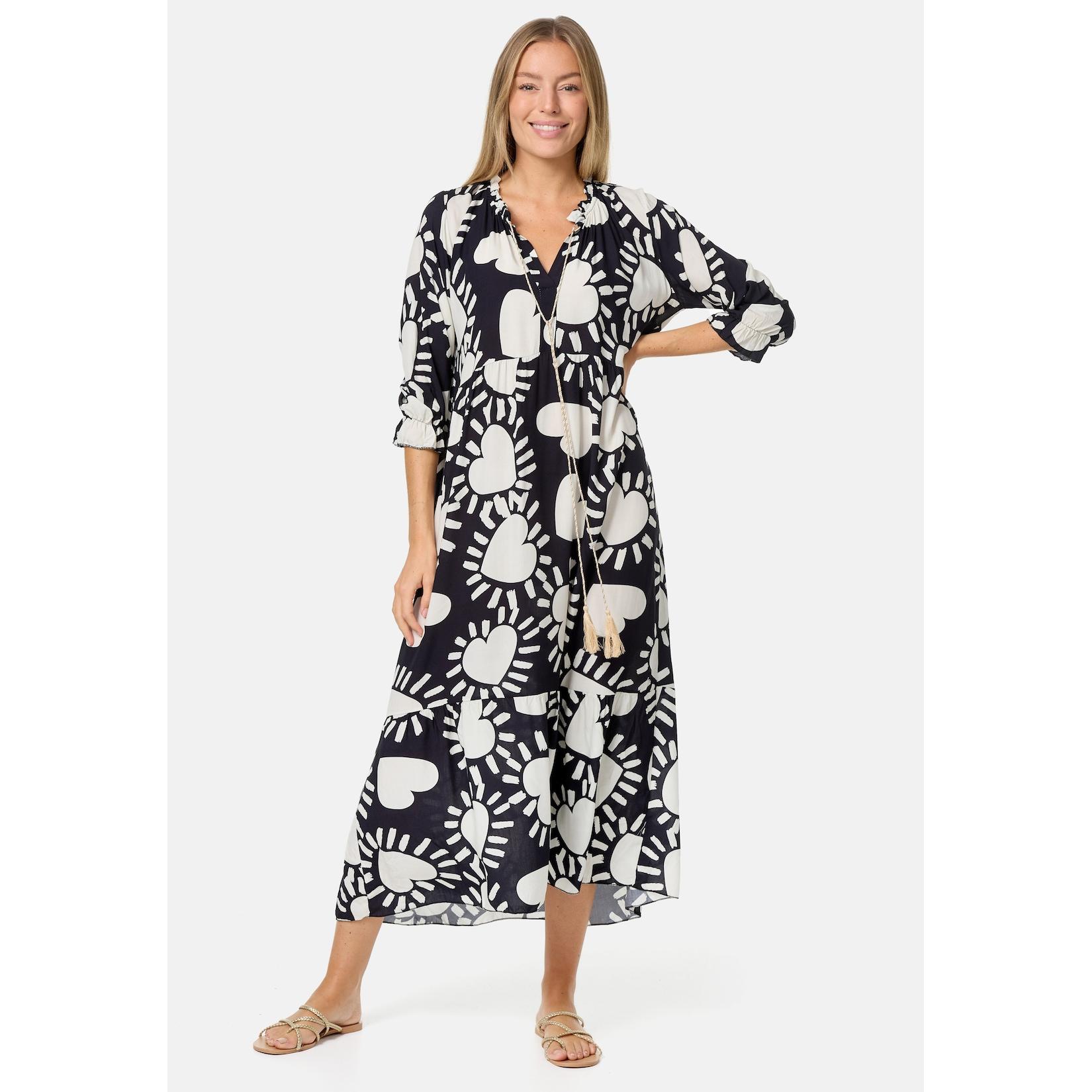 PM SELECTED Damen Maxikleid Sommerkleid Jersey Strandkleid mit Muster PM32