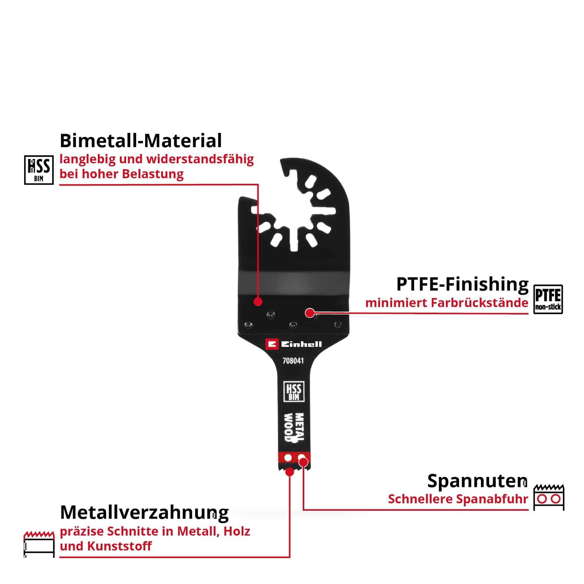 Einhell 708041 Tauchsägeblatt BIM Met, 10mm Bimetall Multifunktionswerkzeug-Zube (708041)