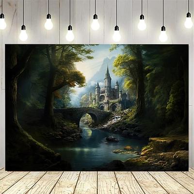 ein Schloss Haus Pflanzen See Wasser Wasserfall Landschaft Wandteppich Wandkunst große Wandteppich Wandbild Dekor Fotografie Hintergrund Decke Vorhang Haus Schlafzimmer Wohnzimmer Dekoration