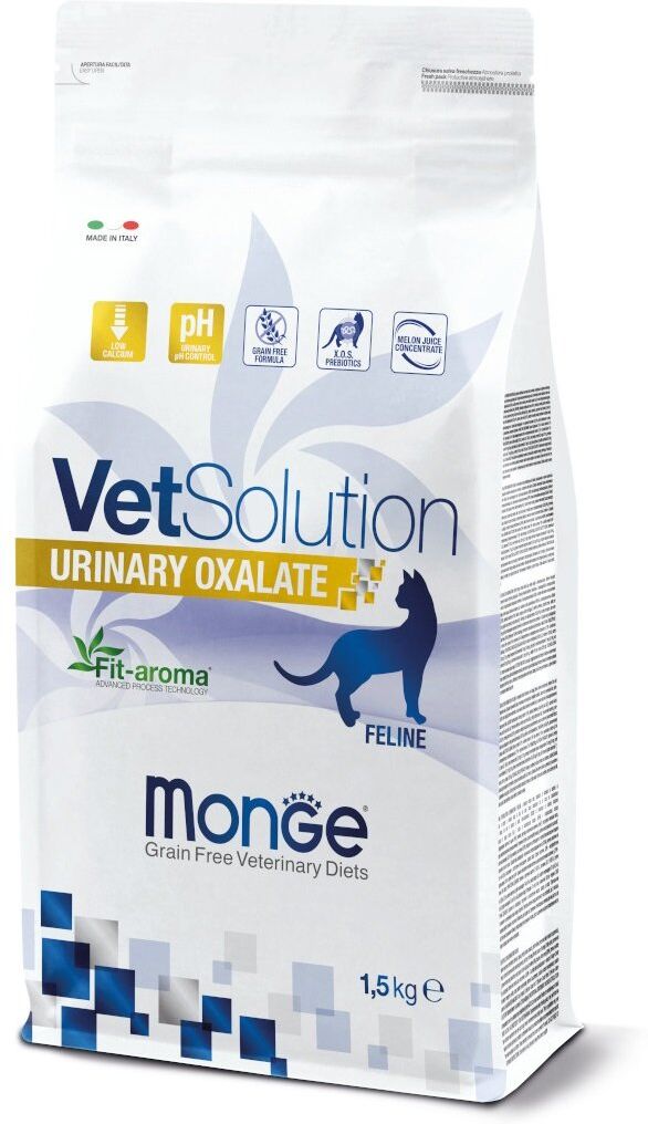 1,5 kg Monge VetSolution Secco Gatto Urinary Oxalate Alimento Dietetico Cibo Crocchette Croccantini per la Riduzione di Calcoli a Base di Ossalati
