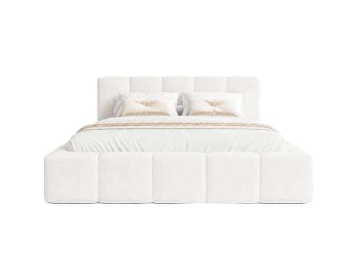 Chilly. Möbel Design Bett Palermo - Komfort Polsterbett mit Stauraum und elegantem Kopfteil - 140x200 cm - Metallrahmen - Velo Weiß