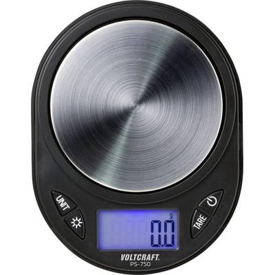 VOLTCRAFT PS-750 Präzisionswaage Wägebereich (max.) 750 g Ablesbarkeit 0.1 g batteriebetrieben Schwarz